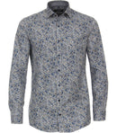 Long Sleeve Button Down Print Shirt - Light Blue