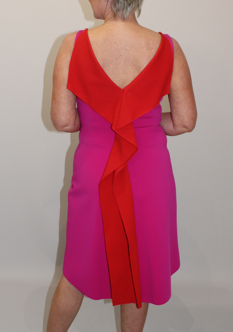 Back Ruffle A-line Dress - Fuchsia