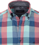 Casual Fit Button Down Check Shirt - Light Blue