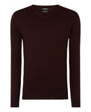 Plain V-Neck Sweater - Wine