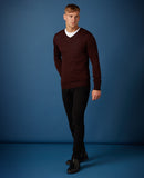 Plain V-Neck Sweater - Wine