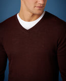Plain V-Neck Sweater - Wine