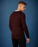 Plain V-Neck Sweater - Wine