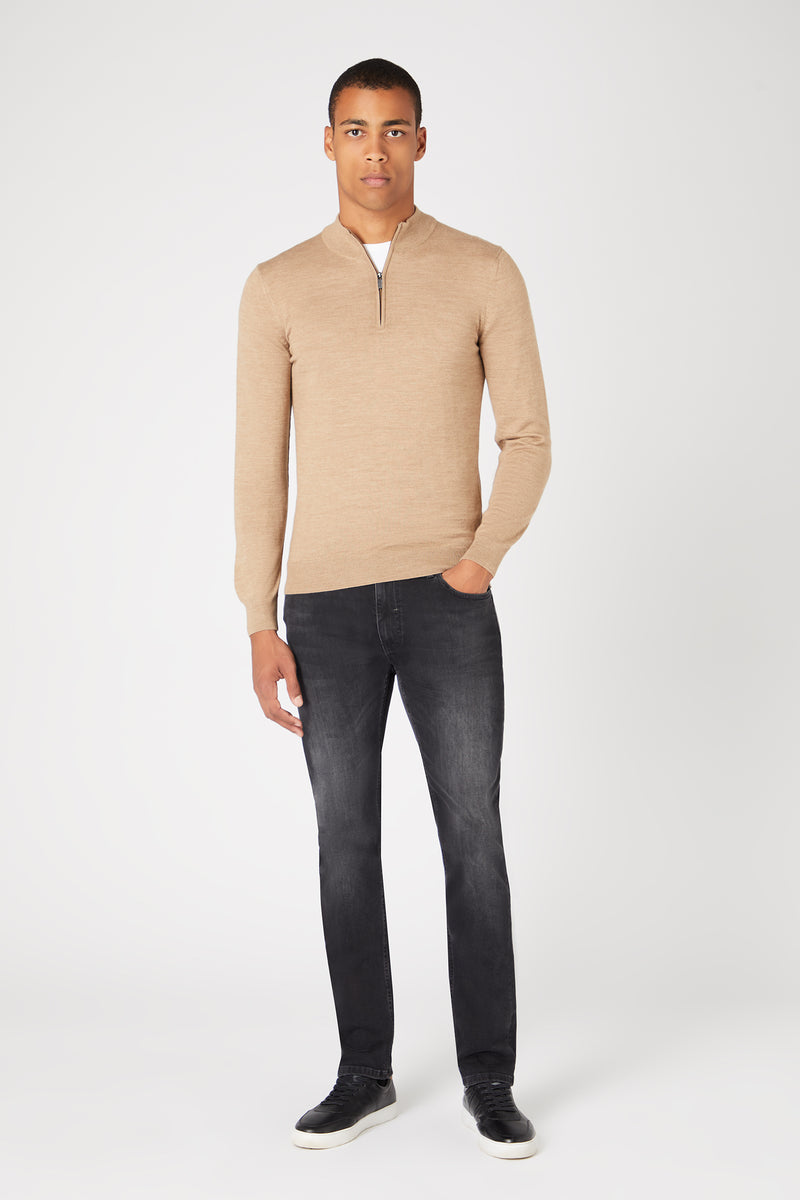 Half Zip Sweater - Brown
