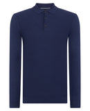 Long Sleeve Knitted Polo - Dark Blue/black