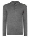 Long Sleeve Knitted Polo - Dark Grey