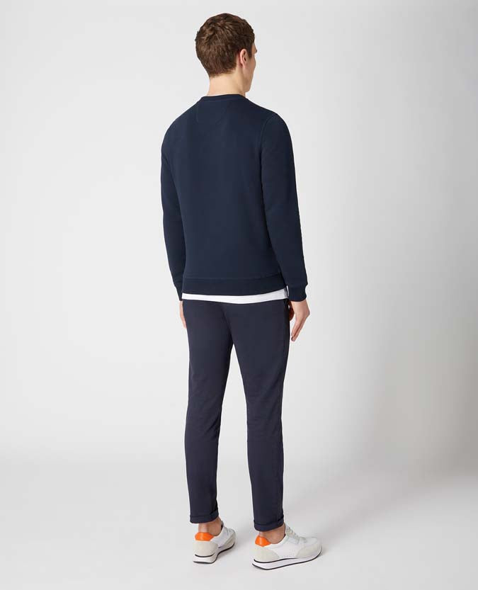 Long Sleeve Round Neck Sweater - Navy1