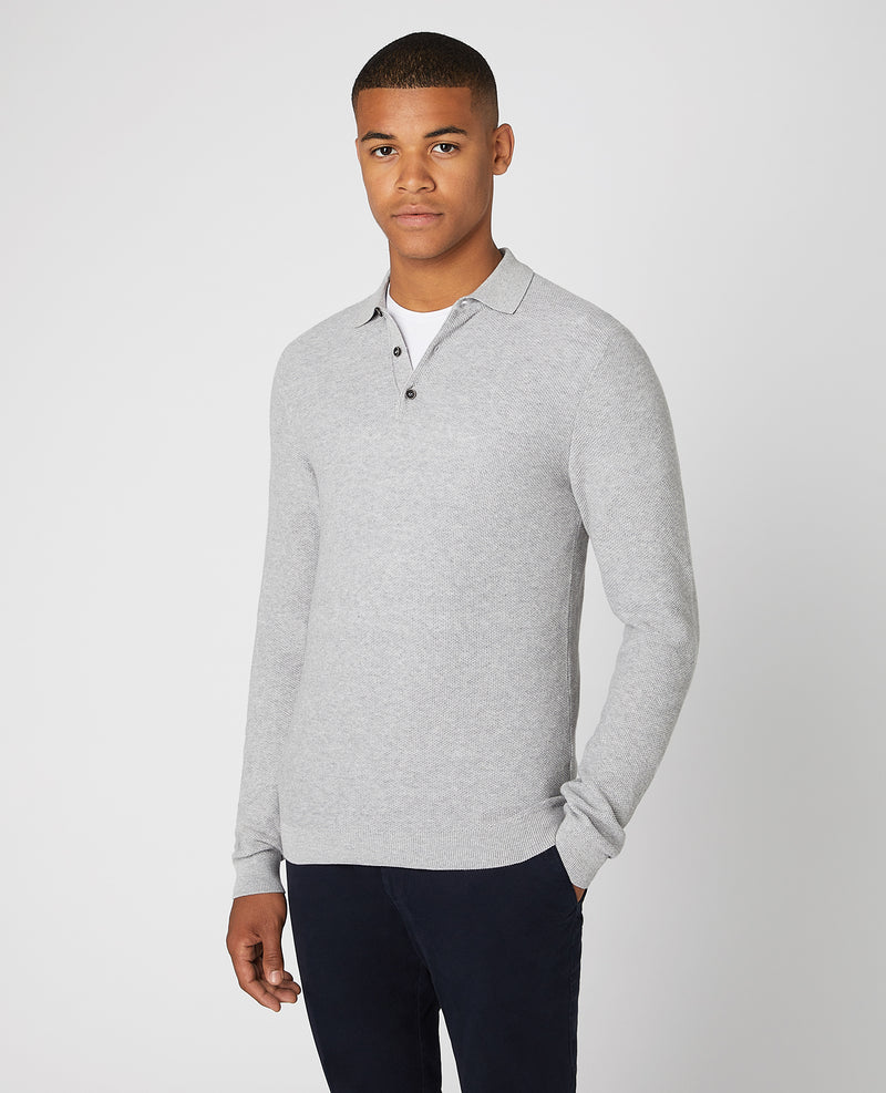 Knitted Polo - Light Grey