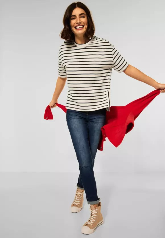 Striped Short Sleeve Sweatshirt - Deep Blue