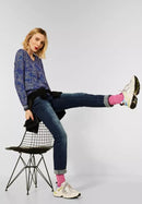 Flower Mat Mix Shirt - Dark Vintage Blue