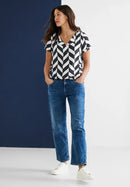 Print Shirt Blouse - Deep Blue