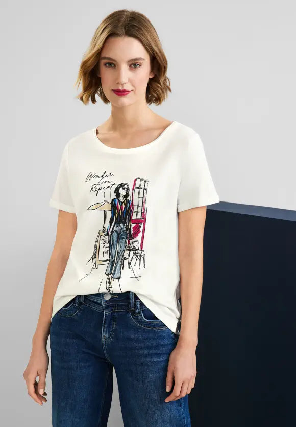 Scribble Partprint Shirt - Off White