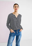 Bamika All Over Print Blouse - Deep Blue