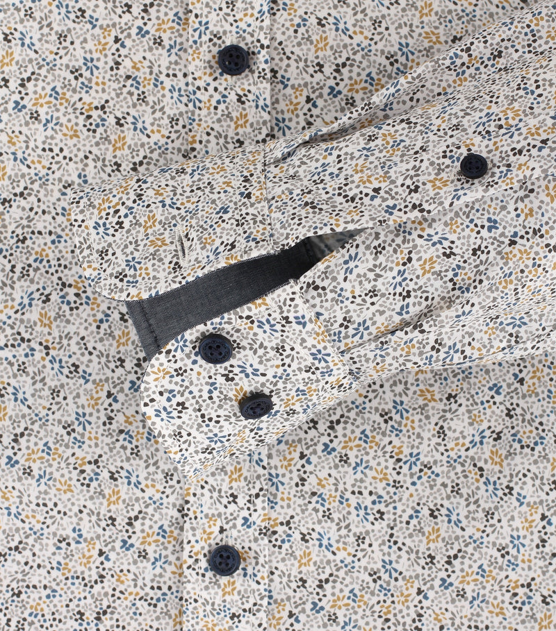 Long Sleeve Button Down Print Shirt - Silver