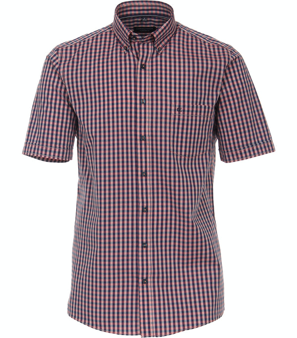 Comfort Fit Button Down Check Shirt - Red
