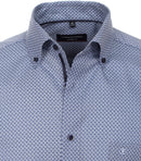 Long Sleeve Modern Fit Print Shirt - Light Blue