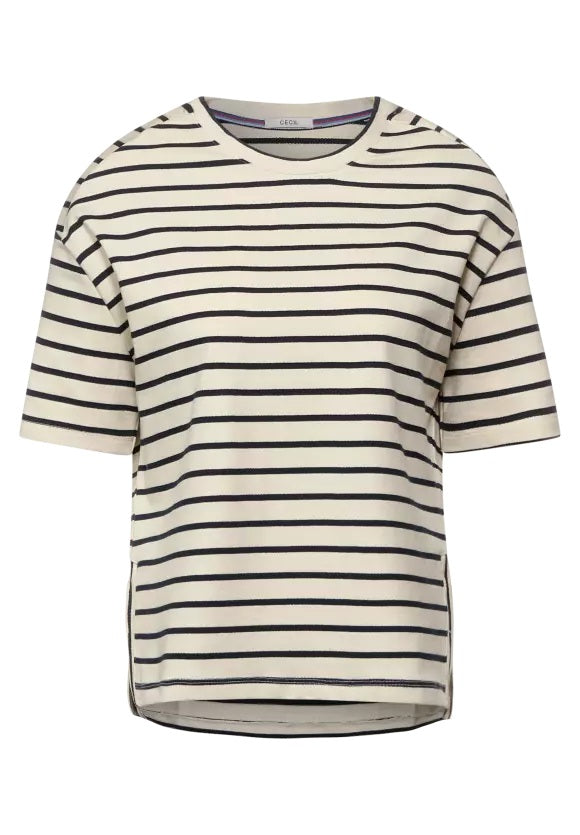 Striped Short Sleeve Sweatshirt - Deep Blue