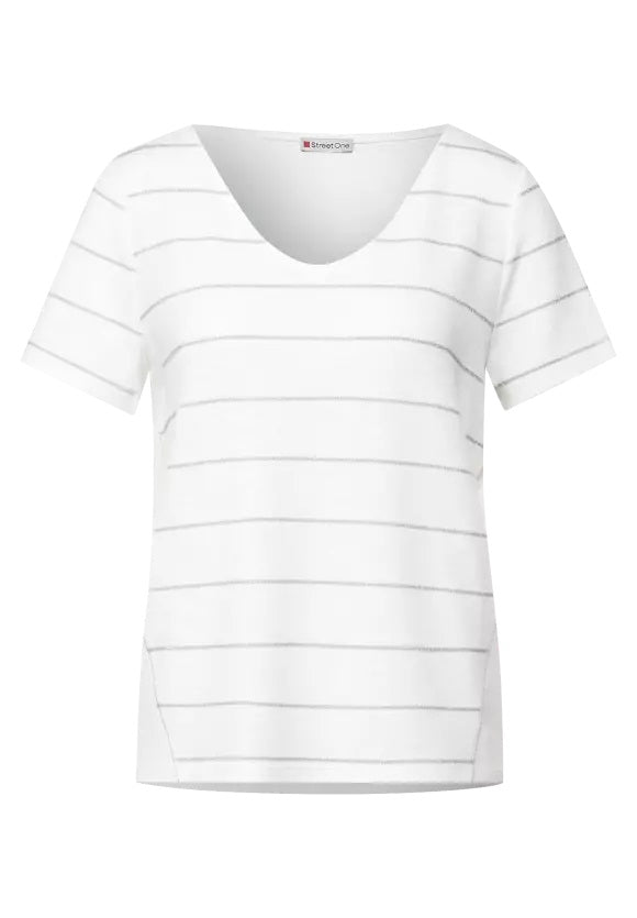 Shirt With Shiny Stripes - White