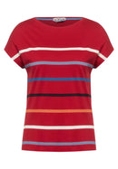 Multicolor Stripe Shape Shirt - Vibrant Red