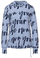 Cosy Wording Hoodie - Shiny Blue Melange