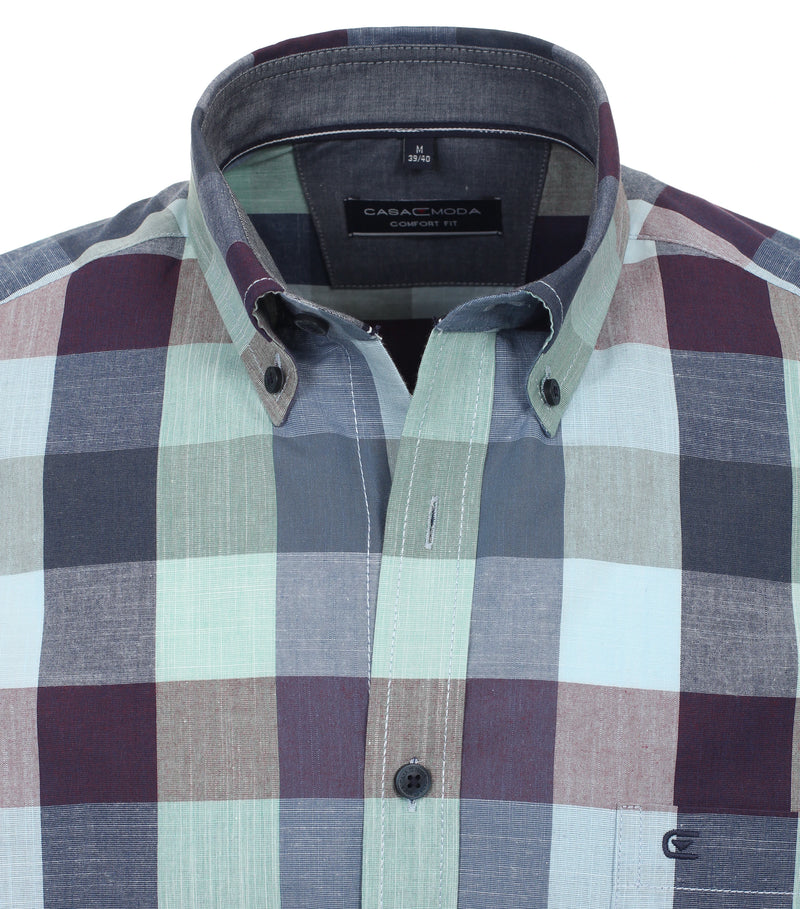 Short Sleeve Check Shirt - Light Blue