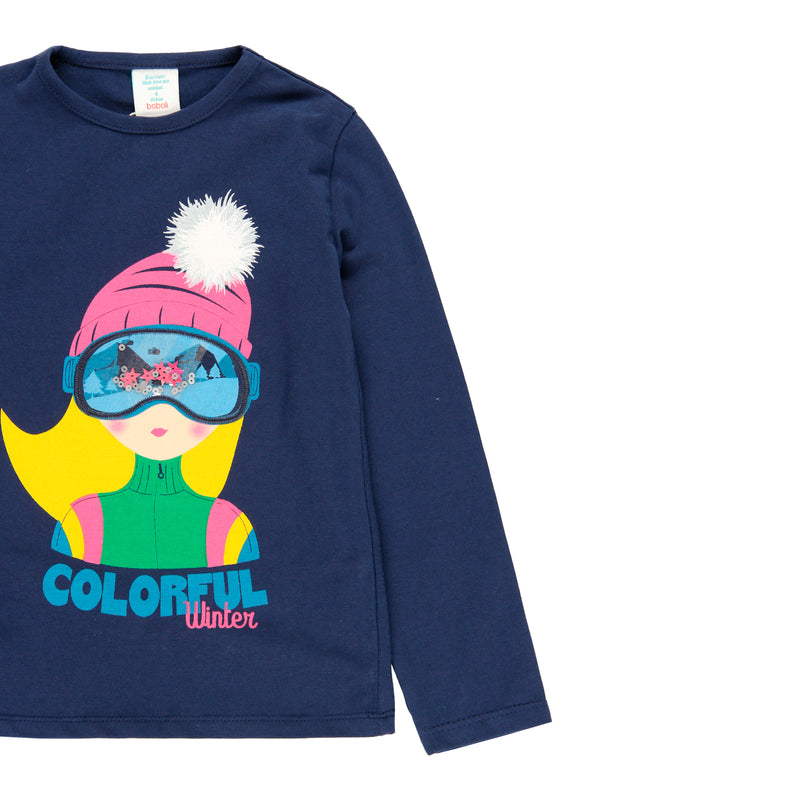 Colourful Winter T-shirt - Navy