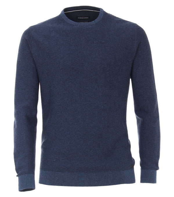 Casa Moda Pattern Crew Neck Pullover - Denim Blue