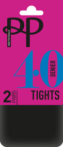 40 Denier 2 Pack Opaque Tights - Green