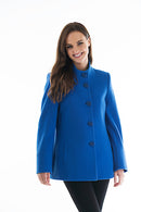 High Collar Wool Coat - Royal Blue