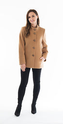 High Collar Wool Coat - Camel