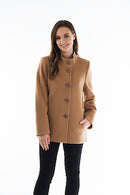 High Collar Wool Coat - Camel