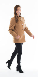 High Collar Wool Coat - Camel
