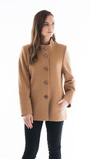 High Collar Wool Coat - Camel