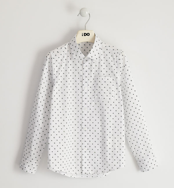 Long Sleeve Shirt - White/blue/green