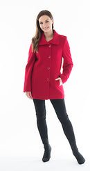 Open Collar Wool Coat - Red