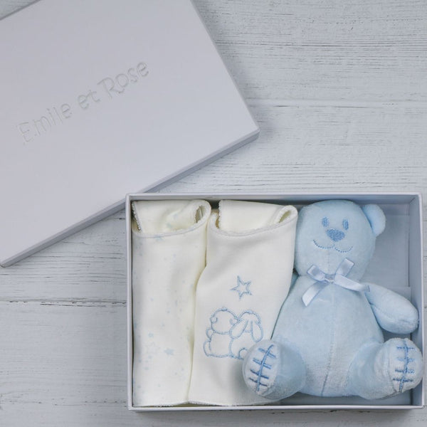 Star Bibs & Toy Gift Set - Pale Blue