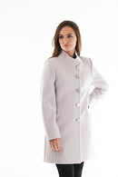 High Collar Wool Coat - Mushroom