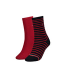 2 Pack Stripe Sock - Red/navy