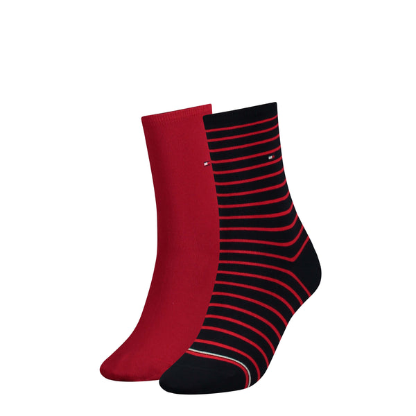 2 Pack Stripe Sock - Red/navy