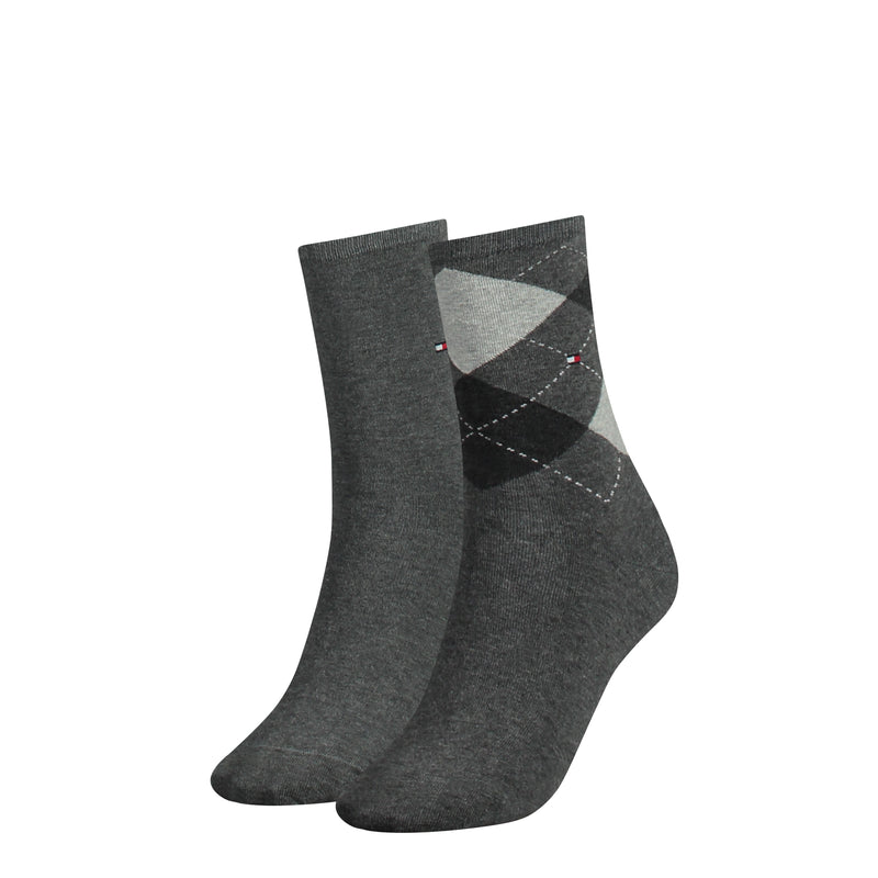 2 Pack Check Sock - Grey Melange
