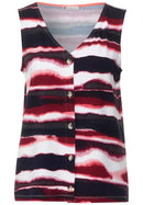 Printed Top With Button Panel - Dark Vintage Blue