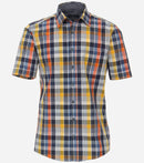 Comfort Fit Short Sleeve Check Shirt - Yellow