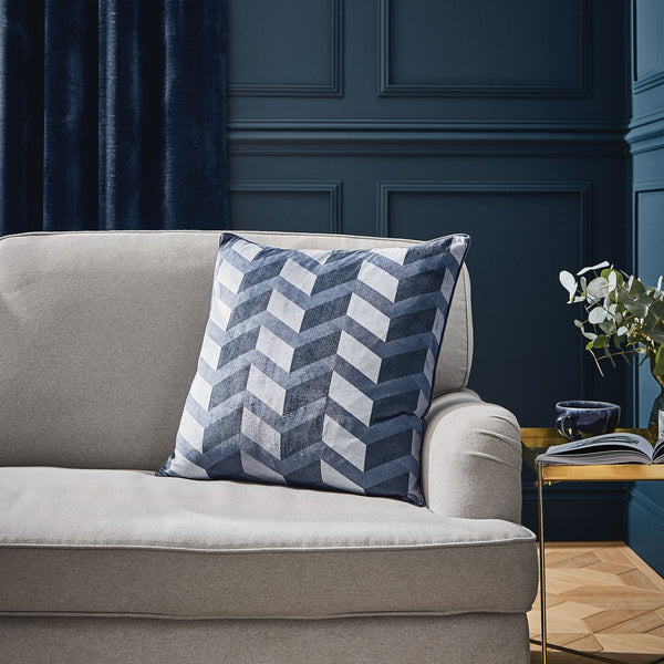 Evander Geo Velour Navy Cushion