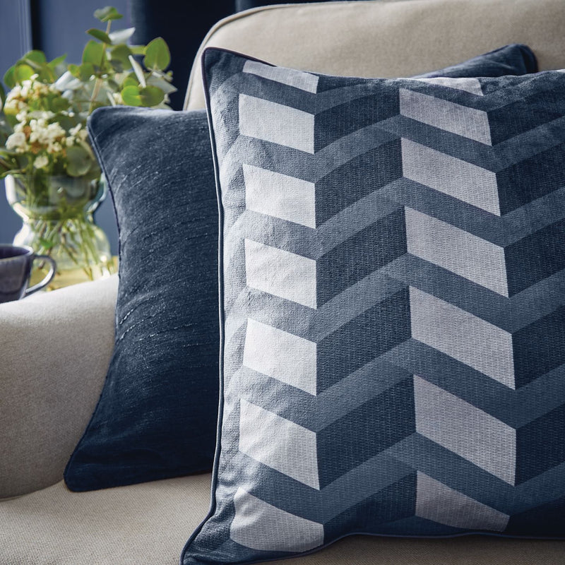 Evander Geo Velour Navy Cushion