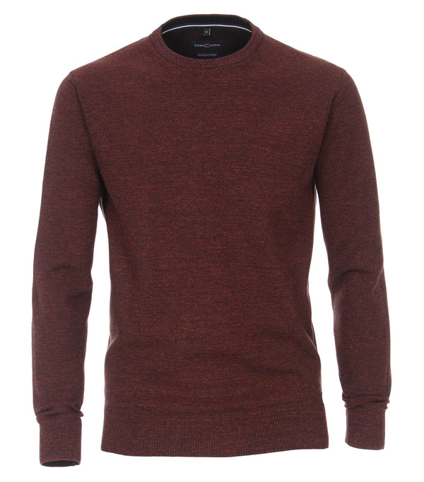 Patterned Crew Neck Jumper - Orange