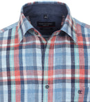 Casual Fit Button Down Check Shirt - Light Blue