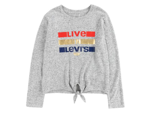 Tie Front Tee - Light Grey Heather