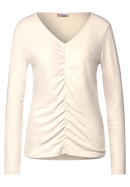 Gathered V-Neck Shirt - Lucid White