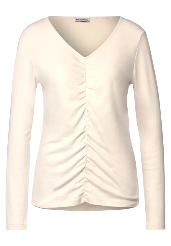 Gathered V-Neck Shirt - Lucid White