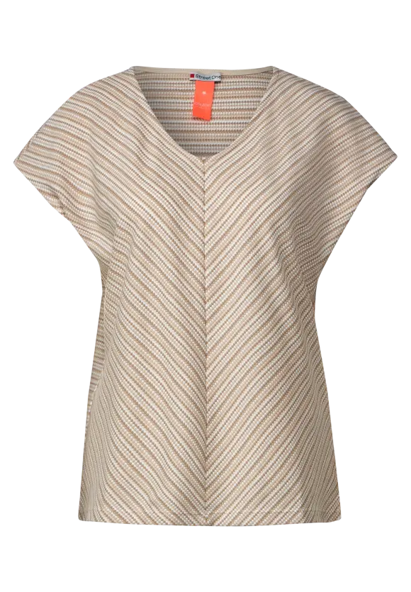 Stripe V Neck Shirt - Light Smooth Sand